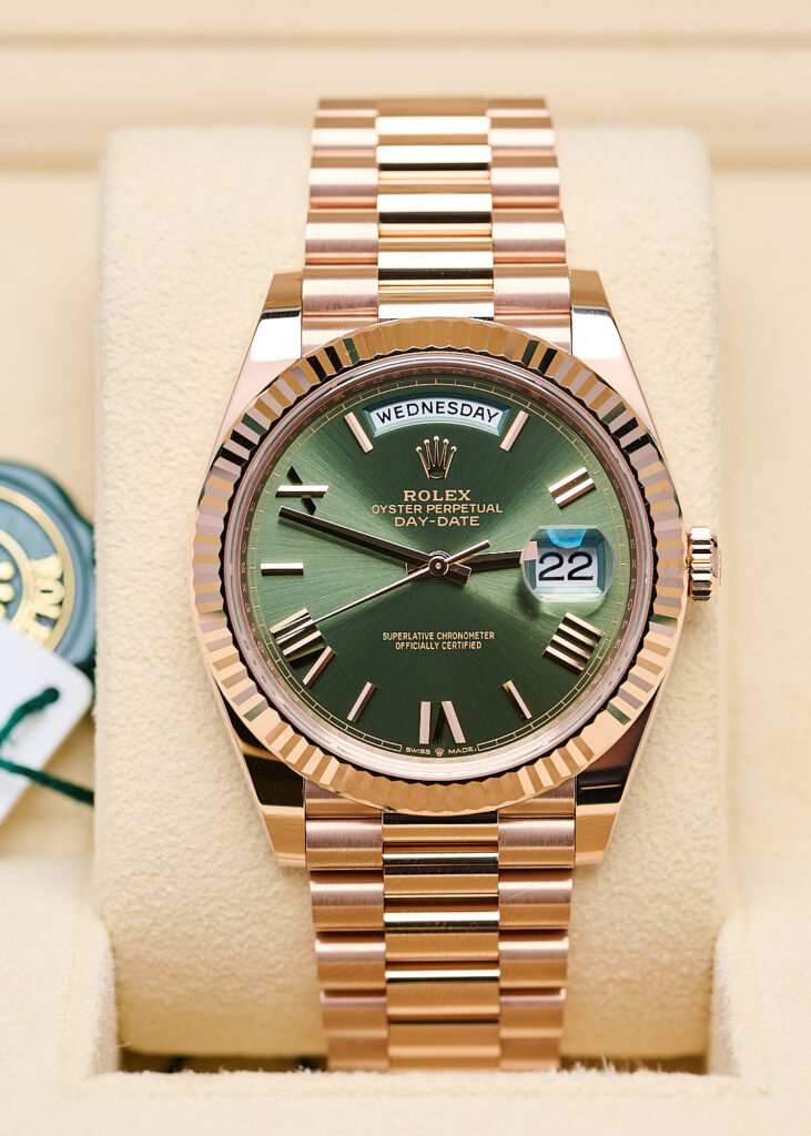 Rolex Day-Date 40 228235 2024 Olive Green Rose Gold