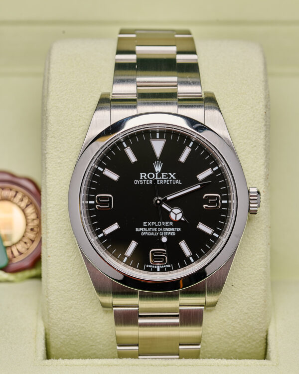 The face of a Rolex Explorer.