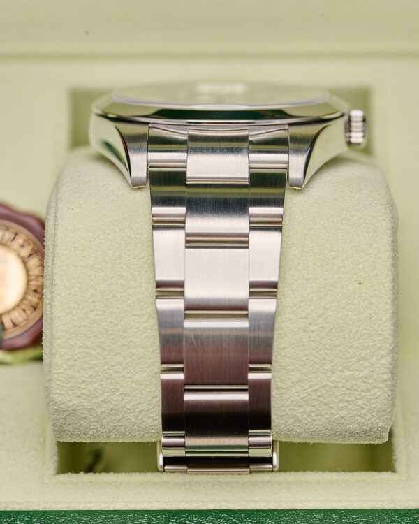 The side view of a Rolex Explorer.