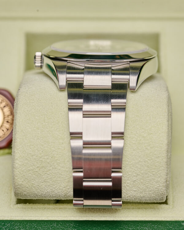 The side view of a Rolex Explorer.