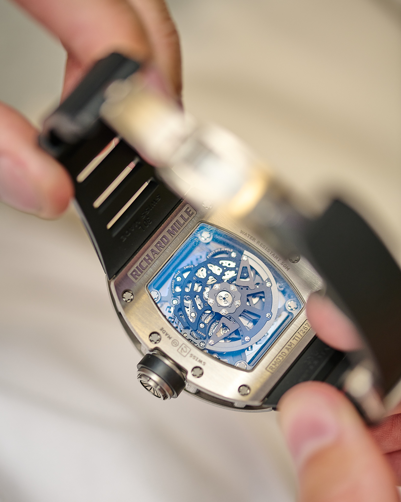 The back of a Richard Mille watch.