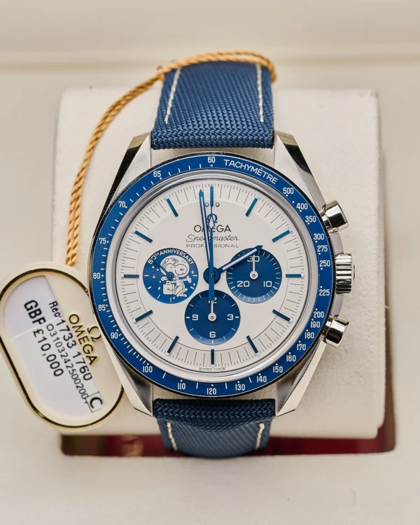 The face of a Omega Speedmaster “Silver Snoopy Award” 2025