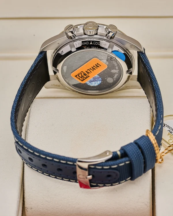 The back of a Omega Speedmaster “Silver Snoopy Award” 2025