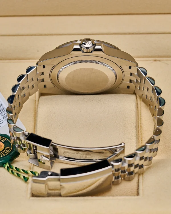The back of the Rolex GMT ii 126710BLRO Pepsi Jubilee 2021