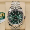The face of a Rolex Skydweller 336934 Green Jubilee 2025