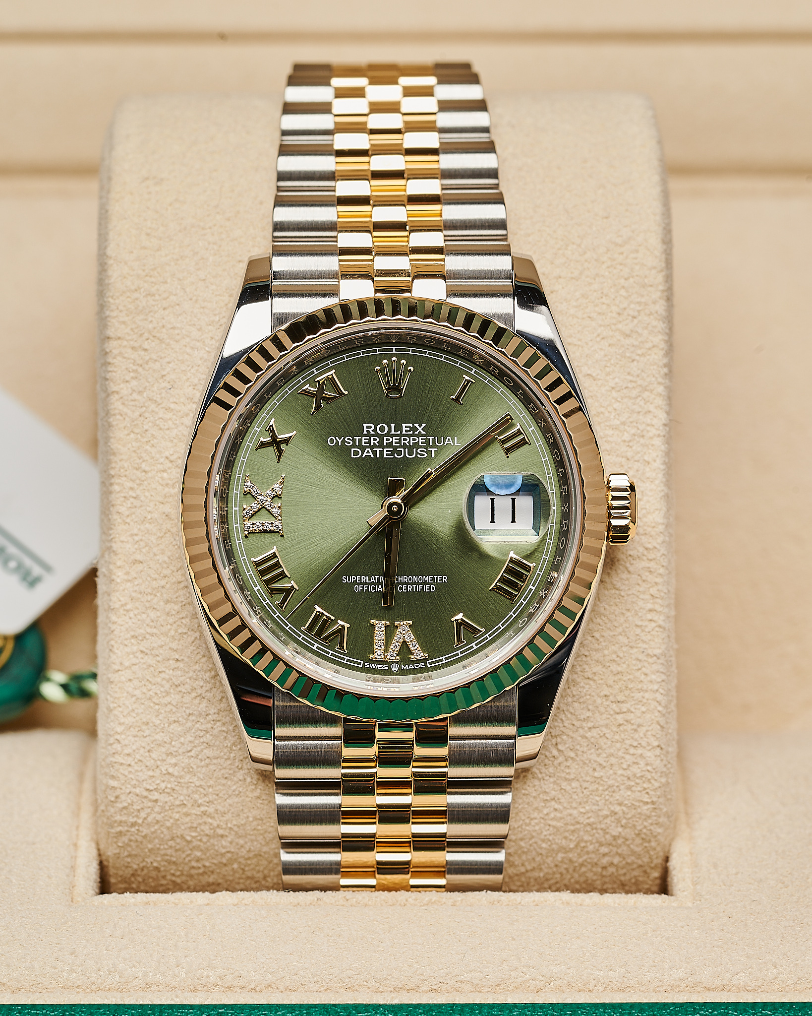 Rolex Datejust 126233 2021 36mm Olive Green Diamond 6 9