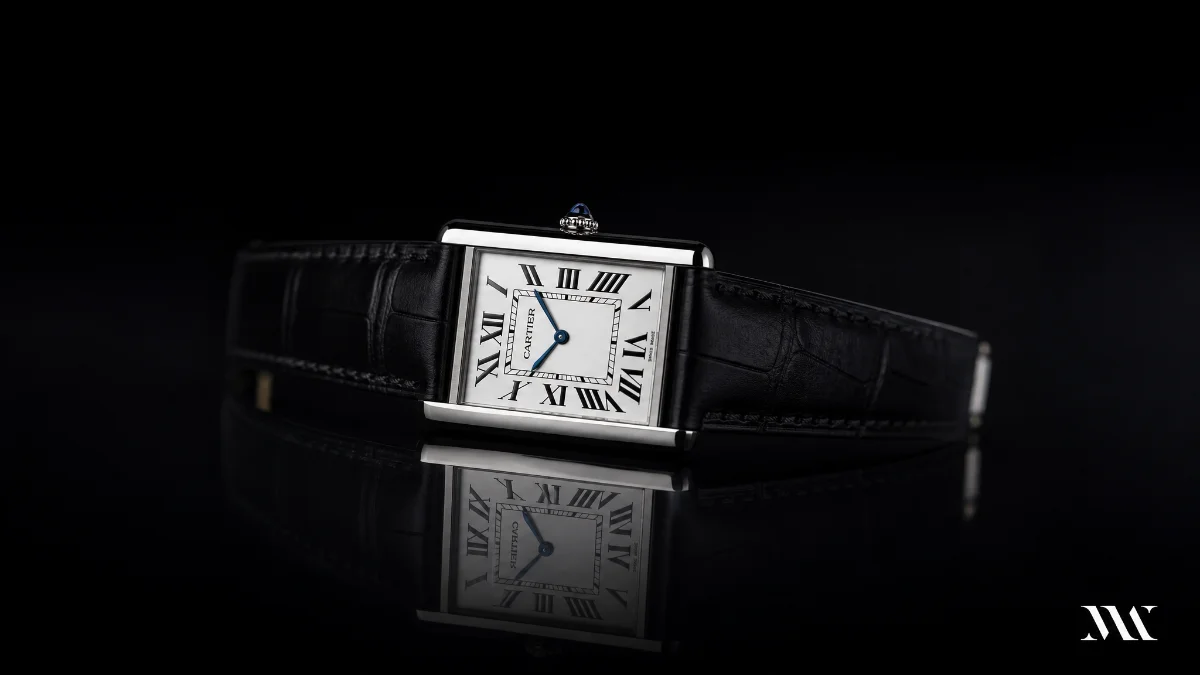 Cartier Tank watch with rectangular case and Roman numerals